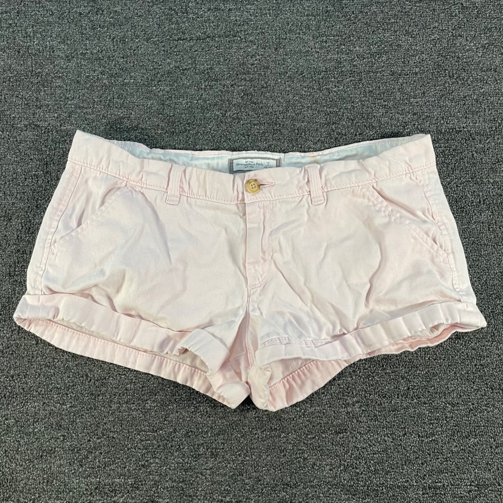 Abercrombie & Fitch Micro Low Rise Shorts Womens 12 Pink Cuffed Cotton Blend